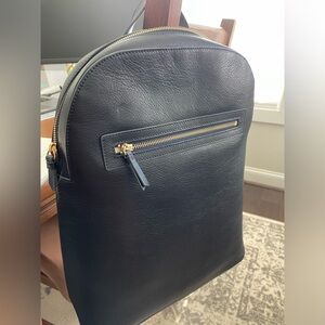 Leather Mark & Graham “Zoe” Backpack in Navy